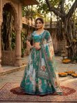 NEW ARRIVAL TABBY SILK DIGITAL PRINTED WITH EMBROIDERY WORK LEHENGA CHOLI WITH DUPATTA RAMA