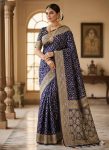 RICH LOOK LICHI SILK WEAVING WORK SAREE WITH UNSTITCHED BLOUSE PURPLE