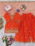 4TRADITINAL GEORGETTE EMBROIDERY WORK KID’S TOP PALAZZO WITH DUPATTA FESTIVE WEAR WHOLESALE PRICE ETHNIC GARMENT (9)