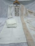 5DESIGNER MANGO SILK MULTI EMBROIDERY SEQUENCE WITH HAND WORK TOP BOTTOM WITH DUPATTA FESTIVE WEAR WHOLESALE PRICE ETHNIC GARMENT (13)
