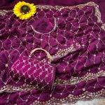 DESIGNER SPACE SILK ORIGINAL GOLD BEADS WORK WITH CUT WORK BORDER SAREE WITH UNSTITCHED BLOUSE WINE