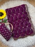 5DESIGNER SPACE SILK ORIGINAL GOLD BEADS WORK WITH CUT WORK BORDER SAREE WITH UNSTITCHED BLOUSE WITH SAME PURSE PARTY WEAR WHOLESALE PRICE ETHNIC GARMENT (17)