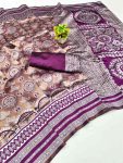 MODERN BANARASI SILK WEAVING WORK SAREE WITH UNSTITCHED BLOUSE WINE