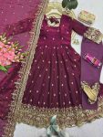 6DESIGNER FENDY SILK EMBROIDERY SEQUENCE WORK GOWN BOTTOM WITH DUPATTA WEDDING WEAR WHOLESALE PRICE ETHNIC GARMENT (41)