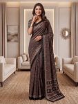 6MODERN CHINON DIGITAL AJRAK PRINT WITH REAL MIRROR WORK SAREE WITH UNSTITCHED BLOUSE PARTY WEAR WHOLESALE PRICE ETHNIC GARMENT (51)