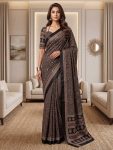 6MODERN CHINON DIGITAL AJRAK PRINT WITH REAL MIRROR WORK SAREE WITH UNSTITCHED BLOUSE PARTY WEAR WHOLESALE PRICE ETHNIC GARMENT (51)