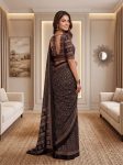 6MODERN CHINON DIGITAL AJRAK PRINT WITH REAL MIRROR WORK SAREE WITH UNSTITCHED BLOUSE PARTY WEAR WHOLESALE PRICE ETHNIC GARMENT (51)