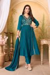 RICH LOOK VICITRA SILK EMBROIDERY, SEQUENCE & CODING WORK TOP BOTTOM WITH DUPATTA RAMA