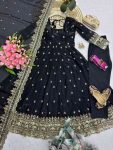 7DESIGNER FENDY SILK EMBROIDERY SEQUENCE WORK GOWN BOTTOM WITH DUPATTA WEDDING WEAR WHOLESALE PRICE ETHNIC GARMENT (8)