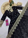 7DESIGNER FENDY SILK EMBROIDERY SEQUENCE WORK GOWN BOTTOM WITH DUPATTA WEDDING WEAR WHOLESALE PRICE ETHNIC GARMENT (8)