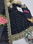 7DESIGNER FENDY SILK EMBROIDERY SEQUENCE WORK GOWN BOTTOM WITH DUPATTA WEDDING WEAR WHOLESALE PRICE ETHNIC GARMENT (8)