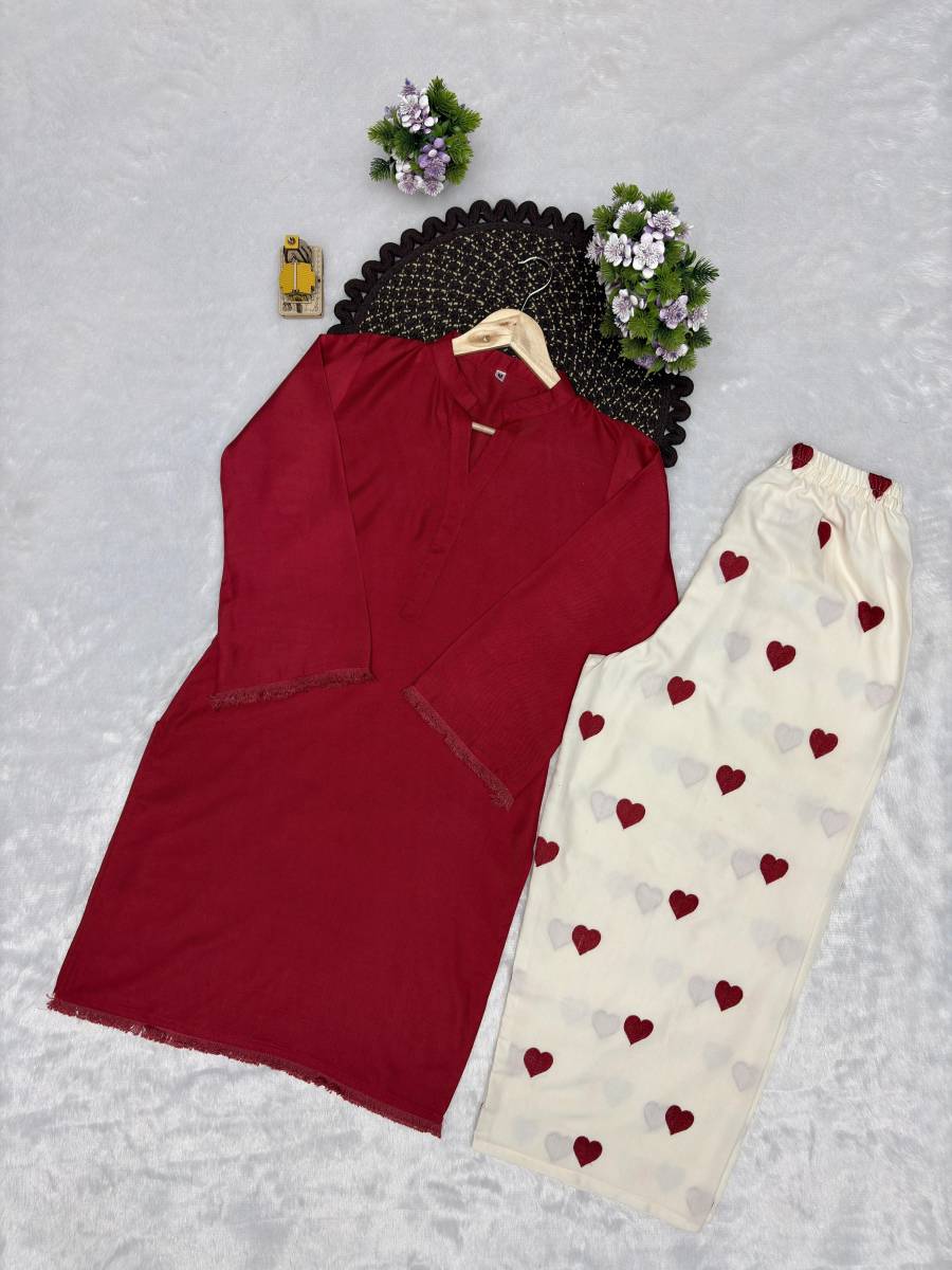 7FANCY RAYON COTTON PLAIN TOP WITH EMBROIDERY WORK PALAZZO DAILY WEAR WHOLESALE PRICE ETHNIC GARMENT (19)