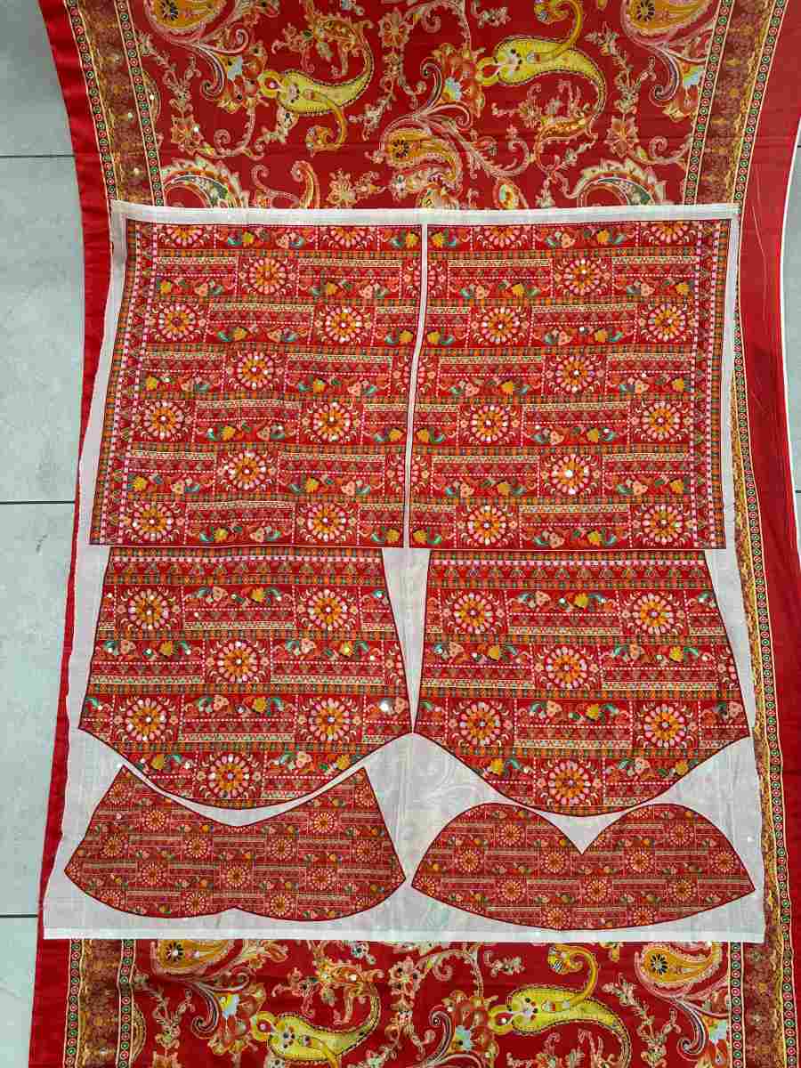 7MODERN CHINON DIGITAL AJRAK PRINT WITH REAL MIRROR WORK SAREE WITH UNSTITCHED BLOUSE PARTY WEAR WHOLESALE PRICE ETHNIC GARMENT (54)