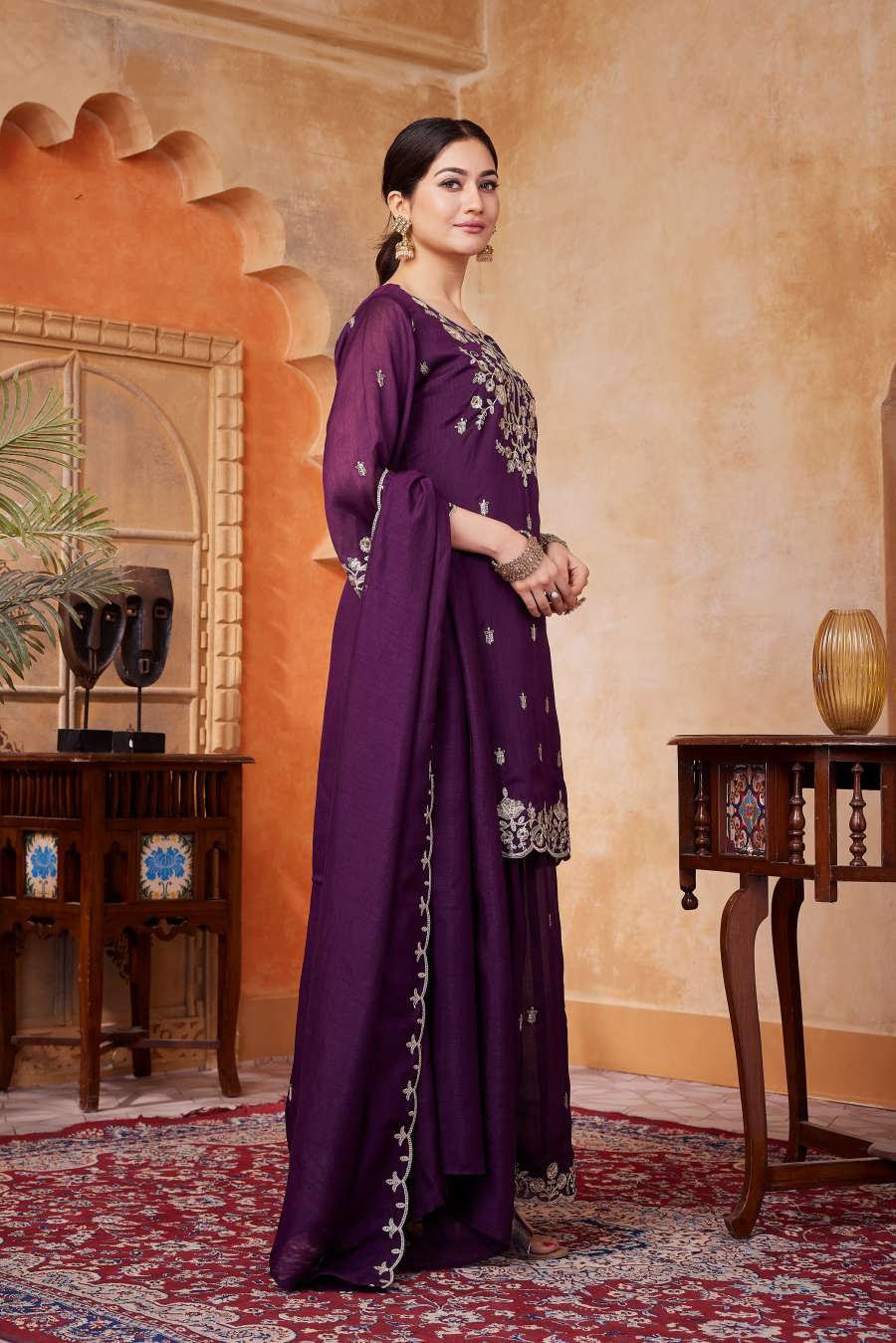 7MODERN VICHITRA SILK EMBROIDERY, SEQUENCE & CODING WORK TOP PALAZZO WITH DUPATTA FESTIVE WEAR WHOLESLALE PRICE ETHNIC GARMENT (1)