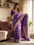 8MODERN SILK FLOWERS AND MINA & ZARI WEAVING BORDER WORK SAREE WITH UNSTITCHED BLOUSE FESTIVE WEAR WHOLESALE PRICE ETHNIC GARMENT (13)