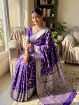 8MODERN SILK FLOWERS AND MINA & ZARI WEAVING BORDER WORK SAREE WITH UNSTITCHED BLOUSE FESTIVE WEAR WHOLESALE PRICE ETHNIC GARMENT (13)