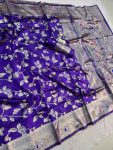 8MODERN SILK FLOWERS AND MINA & ZARI WEAVING BORDER WORK SAREE WITH UNSTITCHED BLOUSE FESTIVE WEAR WHOLESALE PRICE ETHNIC GARMENT (13)
