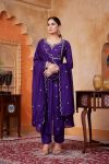 MODERN VICHITRA SILK EMBROIDERY, SEQUENCE & CODING WORK TOP PALAZZO WITH DUPATTA PURPLE