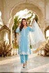 9DESIGNER NATURAL SILK EMBROIDRY WORK WITH HEAVY PERAL MOTI HAND WORK TOP PALAZZO WITH DUPATTA FESTIVE WEAR WHOLESALE PRICE ETHNIC GARMENT (12)