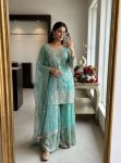MODERN ORGANZA TWIN NET EMBROIDERY 5 MM SEQUENCE WORK TOP PALAZZO WITH DUPATTA RAMA
