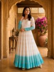 ATTARACTIVE SHADED CRUNCHY PIPE SEQUENCE EMBROIDERY WORK GOWN FESTIVE WEAR WHOLESALE PRICE ETHNIC GARMENT (9)