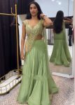 ATTRACTIVE CHINON EMBROIDERY SEQUENCE BUTTA WORK LEHENGA SAREE WITH STITCHED BLOUSE PARTY WEAR WHOLESALE PRICE ETHNIC GARMENT (2)