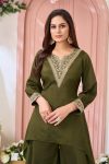 ATTRACTIVE CHINON EMBROIDERY, SEQUENCE & CODING WORK TOP PALAZZO SET PARTY WEAR WHOLESALE PRICE ETHNIC GARMENT (8)