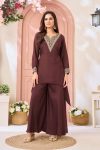 ATTRACTIVE CHINON EMBROIDERY, SEQUENCE & CODING WORK TOP PALAZZO SET PARTY WEAR WHOLESALE PRICE ETHNIC GARMENT (2)