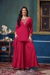 ATTRACTIVE CHINON EMBROIDERY, SEQUENCE & CODING WORK TOP PALAZZO SET PARTY WEAR WHOLESALE PRICE ETHNIC GARMENT (20)