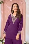 ATTRACTIVE CHINON EMBROIDERY, SEQUENCE & CODING WORK TOP PALAZZO SET PARTY WEAR WHOLESALE PRICE ETHNIC GARMENT (26)
