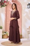 ATTRACTIVE CHINON EMBROIDERY, SEQUENCE & CODING WORK TOP PALAZZO SET PARTY WEAR WHOLESALE PRICE ETHNIC GARMENT (2)