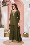 ATTRACTIVE CHINON EMBROIDERY, SEQUENCE & CODING WORK TOP PALAZZO SET PARTY WEAR WHOLESALE PRICE ETHNIC GARMENT (8)