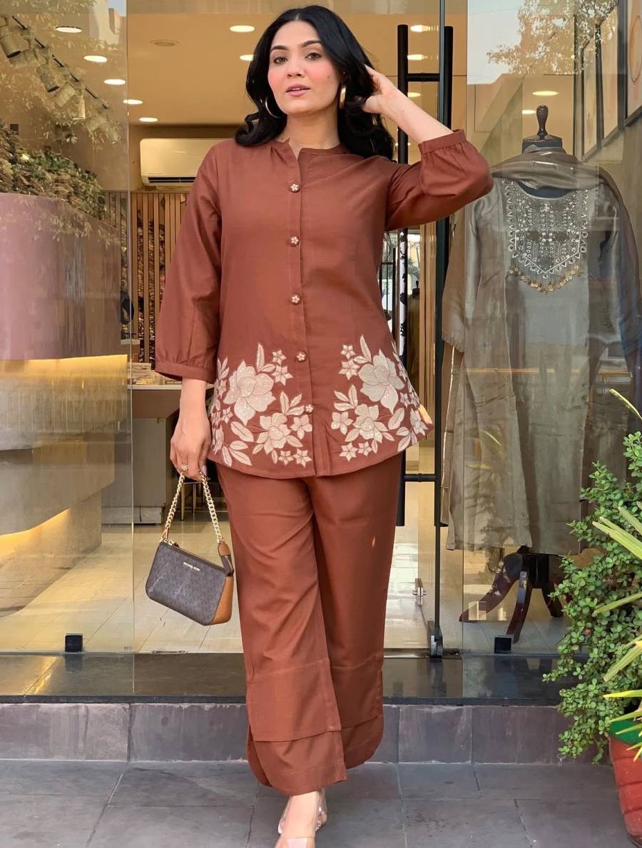 ATTRACTIVE COTTON EMBROIDERY WORK CO-ORD SET DAILY WEAR WHOLESALE PRICE ETHNIC GARMENT (2)