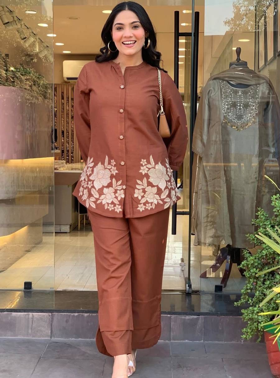 ATTRACTIVE COTTON EMBROIDERY WORK CO-ORD SET DAILY WEAR WHOLESALE PRICE ETHNIC GARMENT (4)