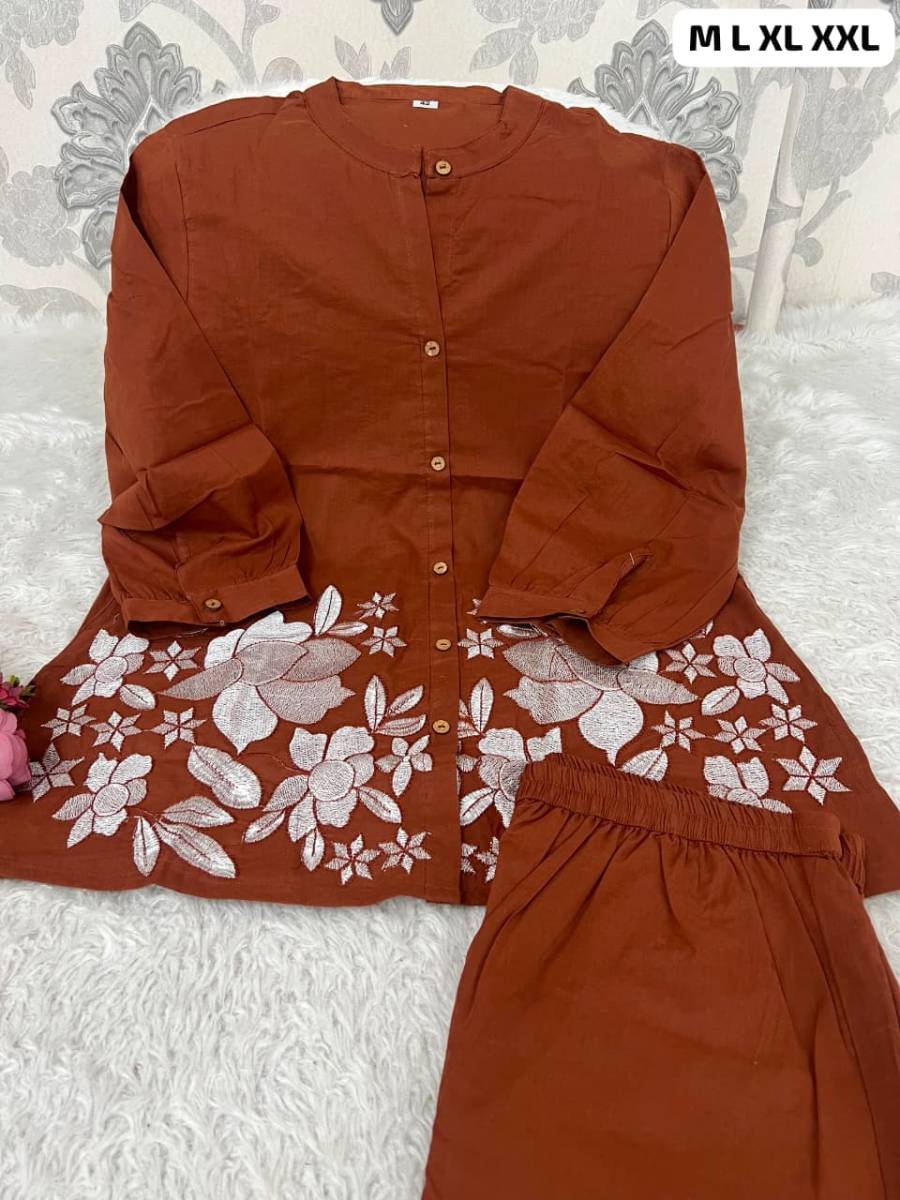 ATTRACTIVE COTTON EMBROIDERY WORK CO-ORD SET DAILY WEAR WHOLESALE PRICE ETHNIC GARMENT (8)