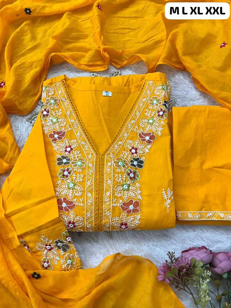 ATTRACTIVE COTTON EMBROIDERY WORK TOP VOTTOM WITH DUPATTA FESTIVE WEAR WHOLESALE PRICE ETHNIC GARMENT (6)