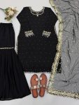 ATTRACTIVE FAUX GEORGETTE EMBROIDERY SEQUENCE WORK TOP SHARARA WITH DUPATTA FESTIVE WEAR WHOLESALE PRICE ETHNIC GARMENT (9)