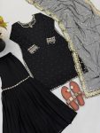 ATTRACTIVE FAUX GEORGETTE EMBROIDERY SEQUENCE WORK TOP SHARARA WITH DUPATTA FESTIVE WEAR WHOLESALE PRICE ETHNIC GARMENT (9)