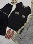 ATTRACTIVE FAUX GEORGETTE EMBROIDERY SEQUENCE WORK TOP SHARARA WITH DUPATTA FESTIVE WEAR WHOLESALE PRICE ETHNIC GARMENT (9)