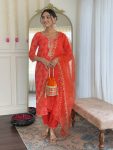 ATTRACTIVE FRENCH CREPE EMBROIDERY WORK TOP BOTTOM WITH DUPATTA FESTIVE WEAR WHOLESALE PRICE ETHNIC GARMENT (1)