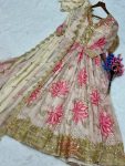 ATTRACTIVE RUSSIAN SILK DIGITAL PRINTED WITH EMBROIDERY ZARI SQUENCE WORK GOWN WITH DUPATTA WEDDING WEAR WHOLESALE PRICE ETHNIC GARMENT (3)