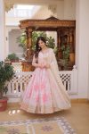 ATTRACTIVE RUSSIAN SILK DIGITAL PRINTED WITH EMBROIDERY ZARI SQUENCE WORK GOWN WITH DUPATTA WEDDING WEAR WHOLESALE PRICE ETHNIC GARMENT (3)