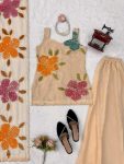 ATTRACTIVE TABBY ORGANZA SILK BRUSH PRINT WITH INTRICATE SEQUNCE WORK TOP PALAZZO WITH DUPATTA CASUAL WEAR WHOLESALE PRICE ETHNIC GARMENT (3)