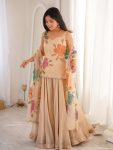 ATTRACTIVE TABBY ORGANZA SILK BRUSH PRINT WITH INTRICATE SEQUNCE WORK TOP PALAZZO WITH DUPATTA CASUAL WEAR WHOLESALE PRICE ETHNIC GARMENT (3)