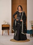 ATTRACTIVE VICHITRA SILK BEADS HAND WORK WITH VAL MOTI AND SEQUENCE EMBROIDERY WORK TOP PALAZZO WITH DUPATTA FESTIVAL WEAR WHOLESALE PRICE ETHNIC GARMENT (5)