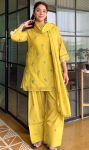 BOLLY WOOD SATIN MUL CHANDHERI EMBROIDERY WORK TOP BOTTOM WITH DUPATTA CASUAL WEAR WHOLESALE PRICE ETHNIC GARMENT (4)