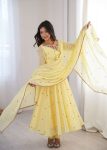 BOLLYWOOD FAUX GEORGETTE EMBROIDERY WITH THREAD DETAILING WORK GOWN BOTTOM WITH DUPATTA FESTIVAL WEAR WHOLESALE PRICE ETHNIC GARMENT (2)