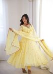 BOLLYWOOD FAUX GEORGETTE EMBROIDERY WITH THREAD DETAILING WORK GOWN BOTTOM WITH DUPATTA FESTIVAL WEAR WHOLESALE PRICE ETHNIC GARMENT (2)