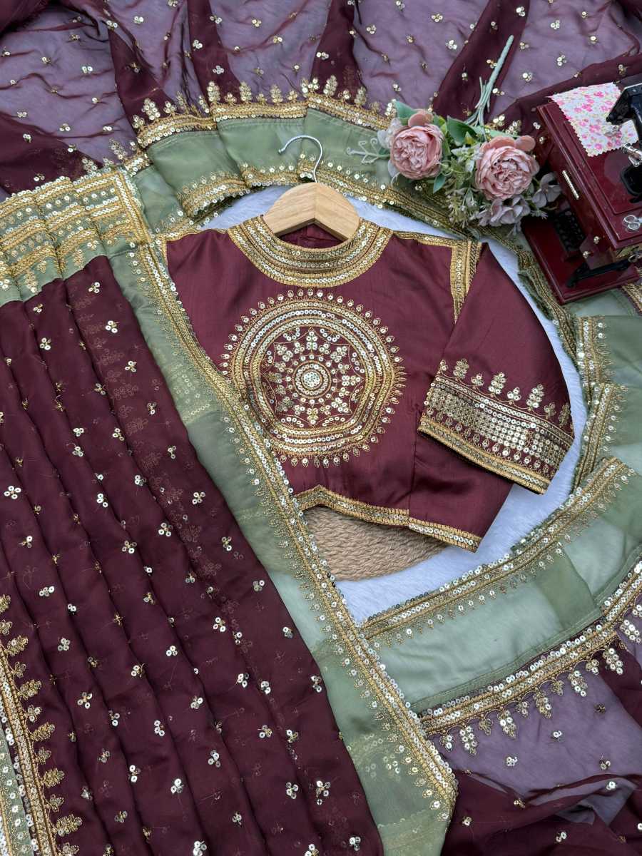BOLLYWOOD TABBY SILK THREAD WITH SEQUENCE WORK SAREE WITH UNSTITCHED BLOUSE PARTY WEAR WHOLESALE PRICE ETHNIC GARMENT (11)