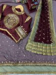 BOLLYWOOD TABBY SILK THREAD WITH SEQUENCE WORK SAREE WITH UNSTITCHED BLOUSE PARTY WEAR WHOLESALE PRICE ETHNIC GARMENT (3)